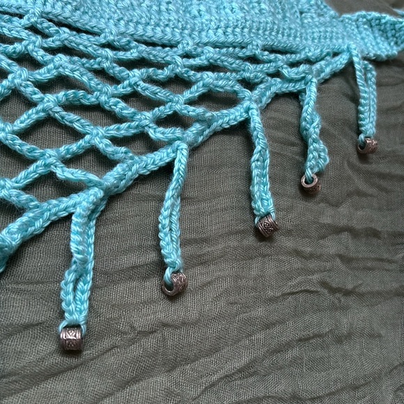 Handmade by Me Blue Crocheted Top with Beads C Cup - Picture 3 of 3